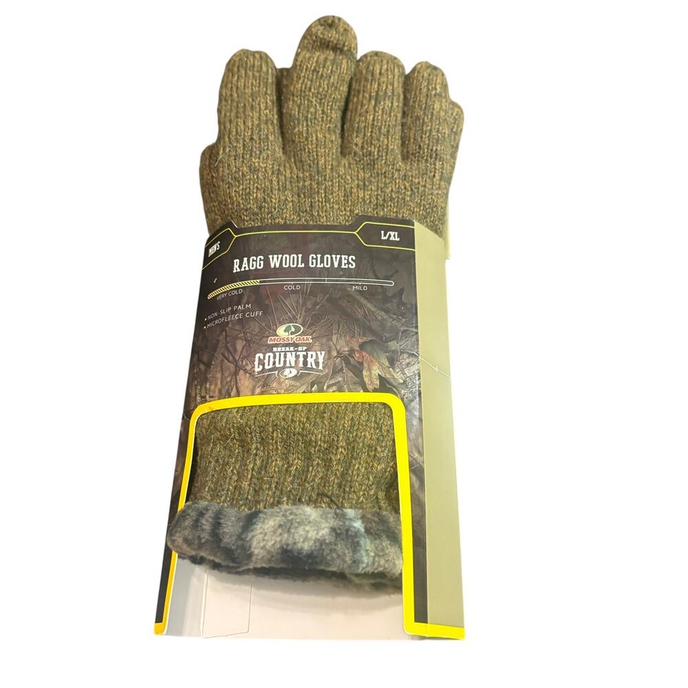 Mossy Oak Country Ragg Wool Gloves L/XL Camo Cuff Hunting Cold Weather Warm